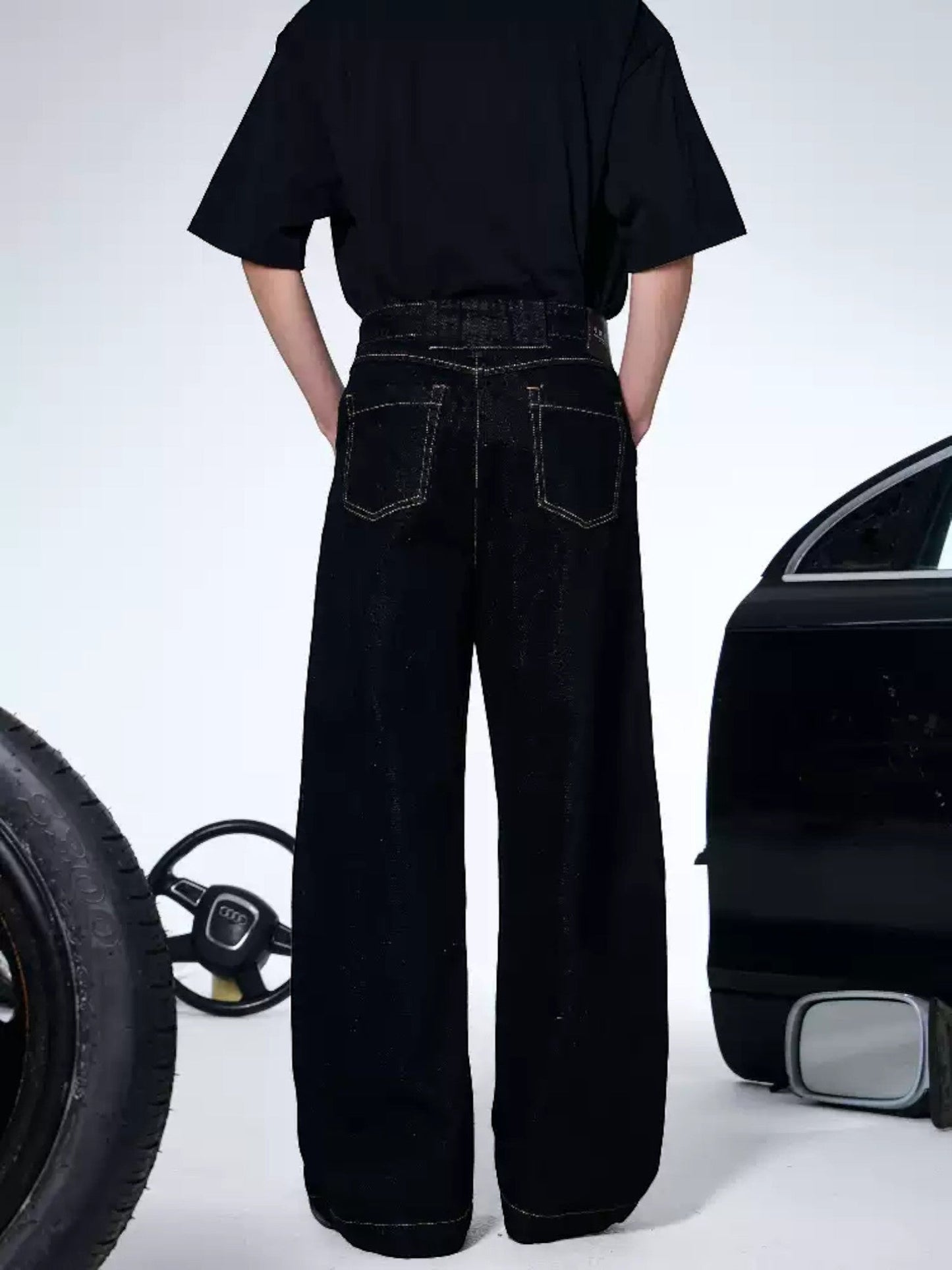 [ROGIC] BAGGY TWISTED CUT TROUSERS st5028