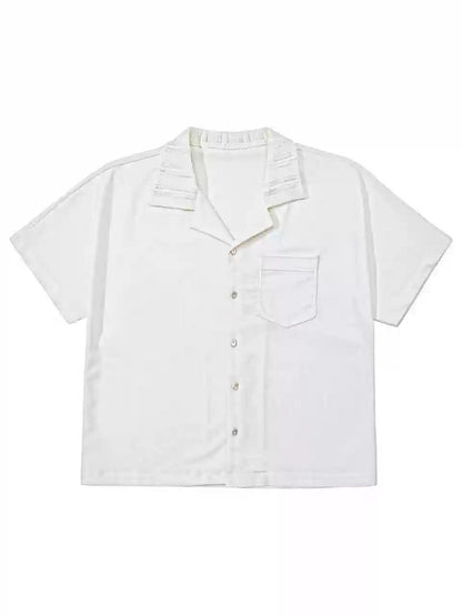 [FDM] WAVE TEXTURE RELAXED CUBAN COLLAR shirt st5023