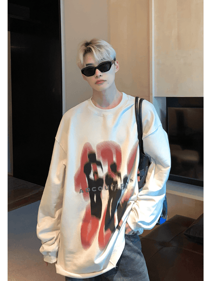 [CUIBUJU] color contrast printing sweater ST1846