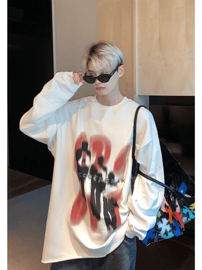 [CUIBUJU] color contrast printing sweater ST1846