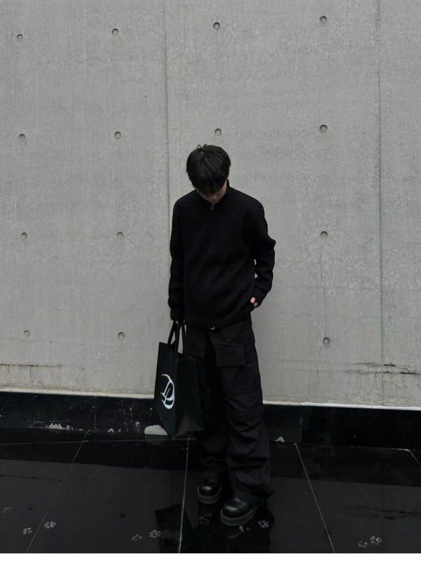[WXB] KOREAN RIBBED ZIP-UP HIGH COLLAR shirt st4010