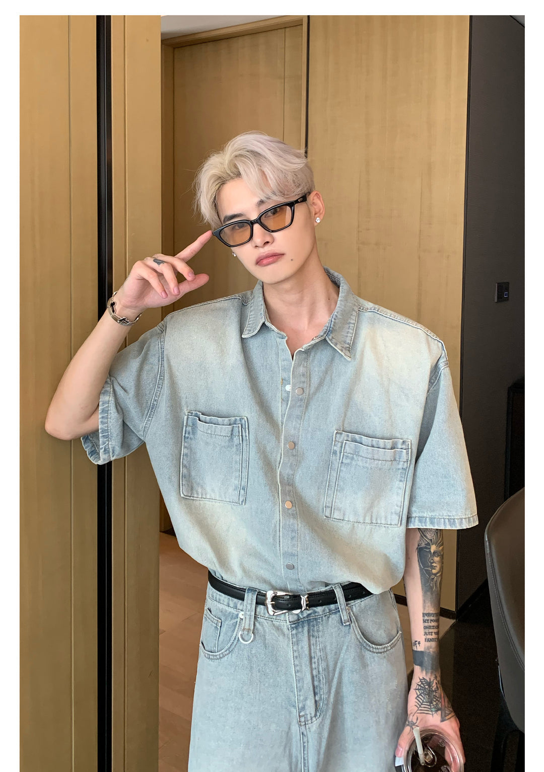 [CUIBUJU] Niche made washed denim set up st1720