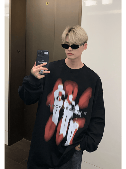[CUIBUJU] color contrast printing sweater ST1846