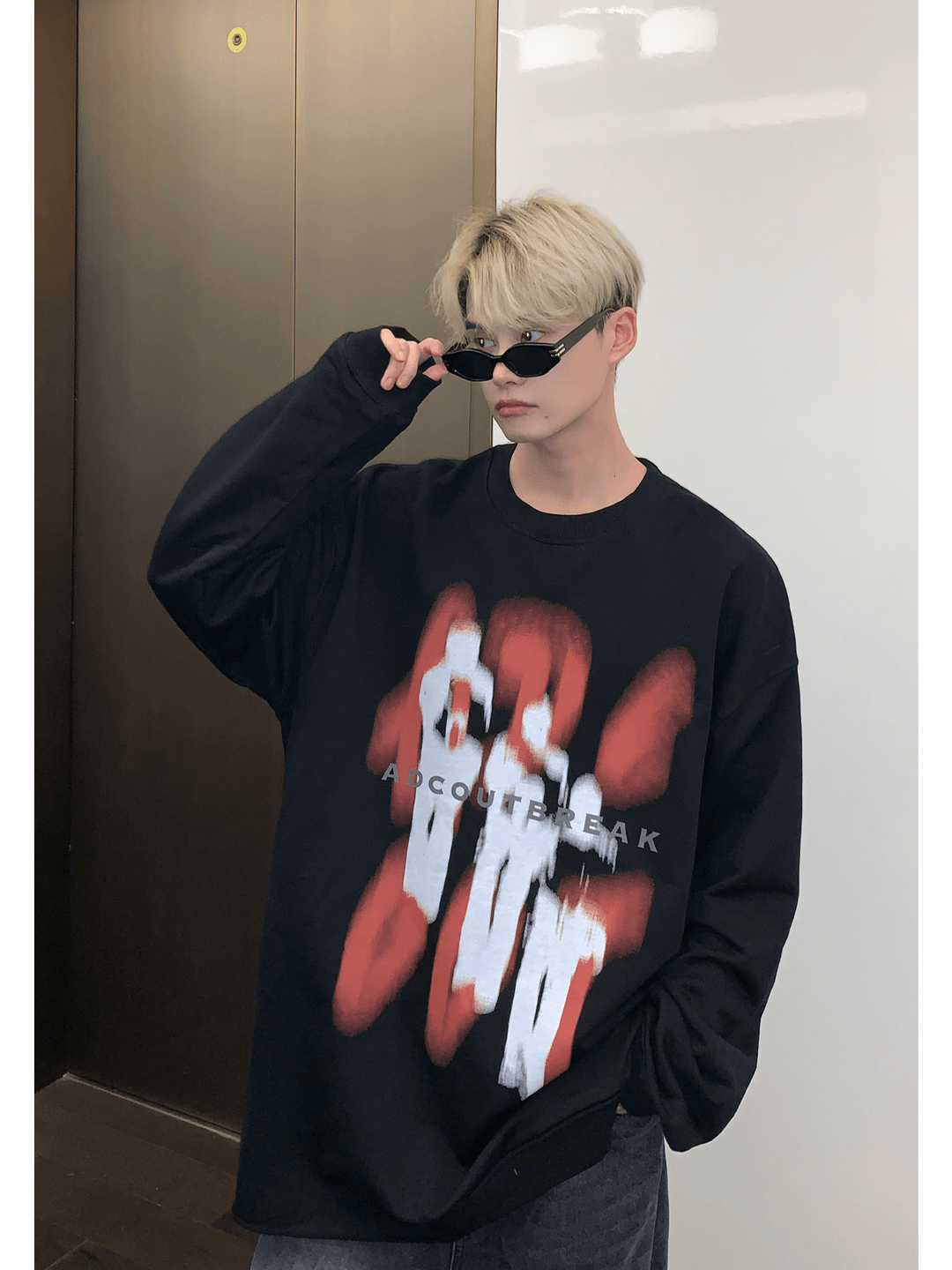 [CUIBUJU] color contrast printing sweater ST1846