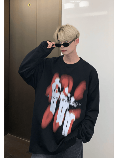 [CUIBUJU] color contrast printing sweater ST1846