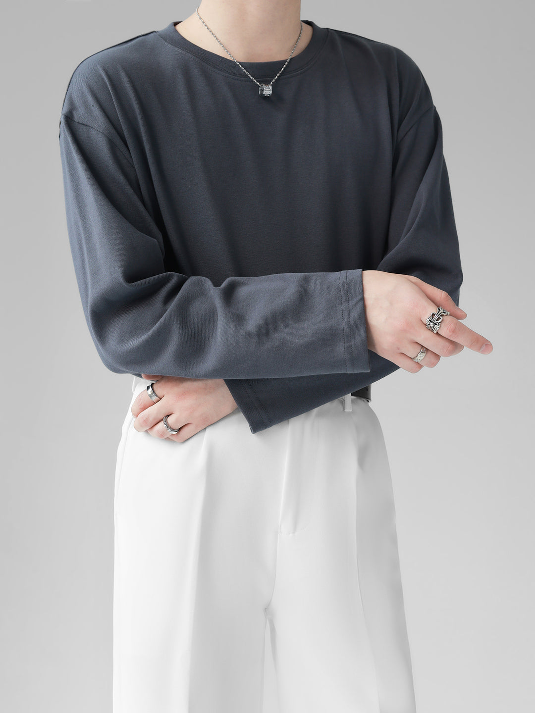 [HOHO] Self-made high-end drape solid color T-shirt ST1750