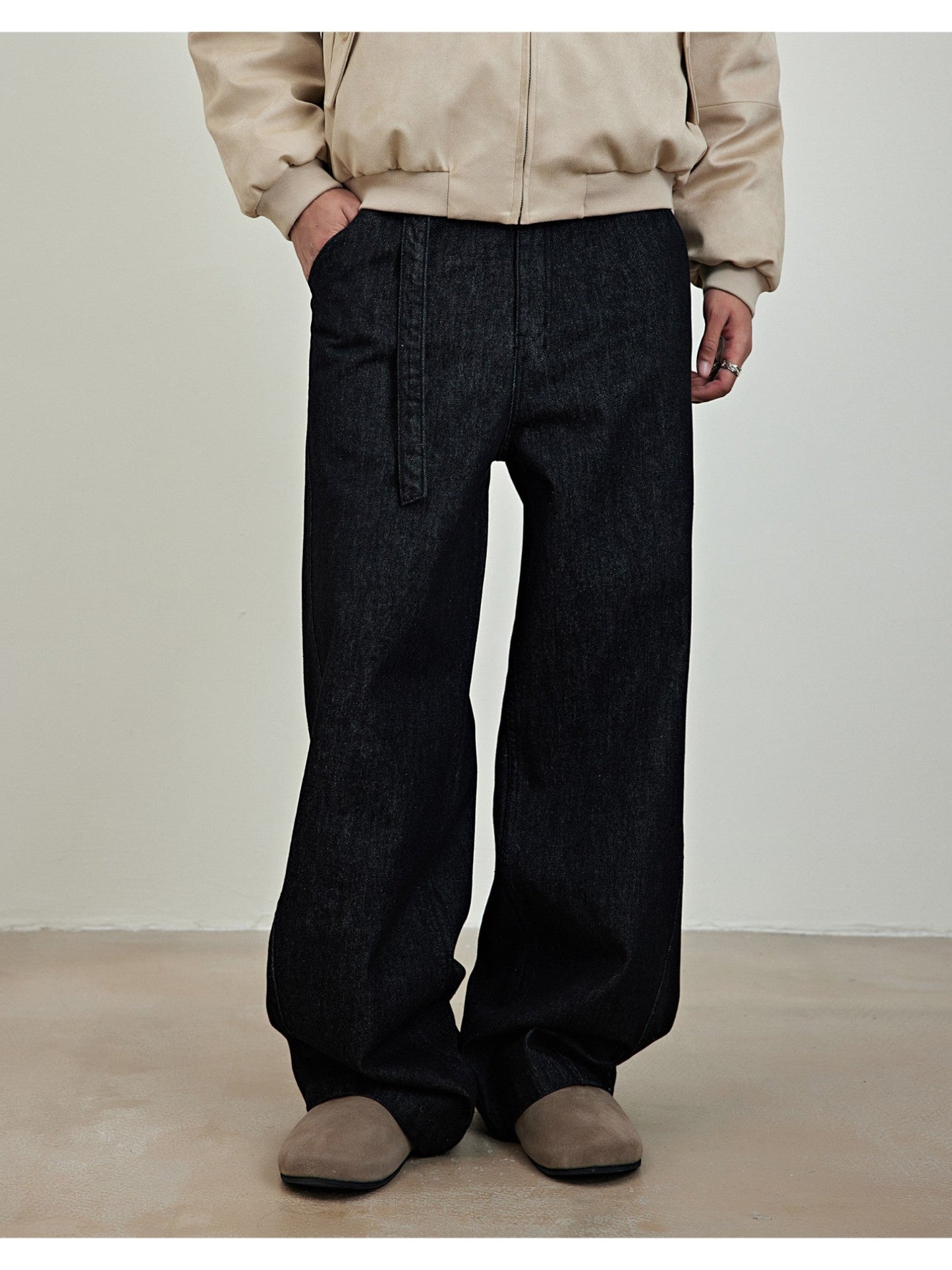 [SINONOME] DRAWSTRING A-CUT HEAVY JEANS st5021