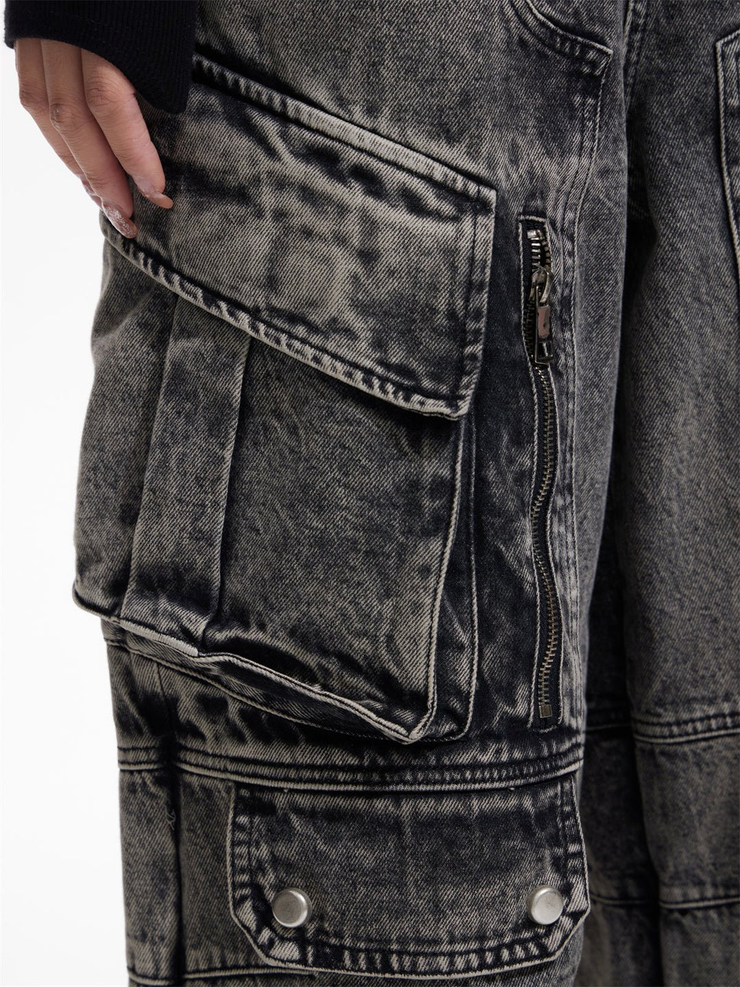 [PEOPLESTYLE] Multi-pocket wide leg casual jeans st2096