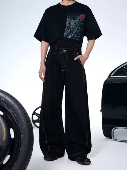 [ROGIC] BAGGY TWISTED CUT TROUSERS st5028