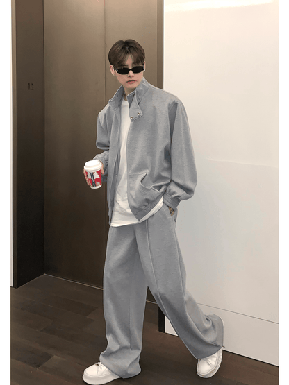 [CUIBUJU] Stand collar shoulder pad cardigan sweater set-up st1811