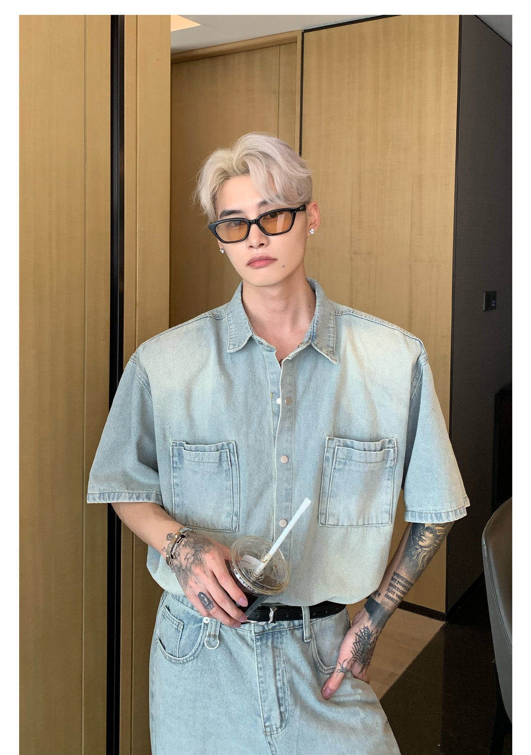 [CUIBUJU] Niche made washed denim set up st1720