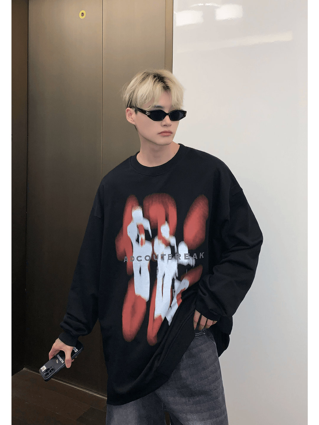 [CUIBUJU] color contrast printing sweater ST1846