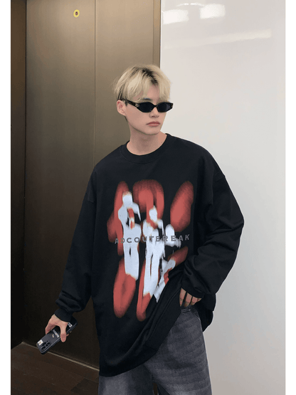 [CUIBUJU] color contrast printing sweater ST1846