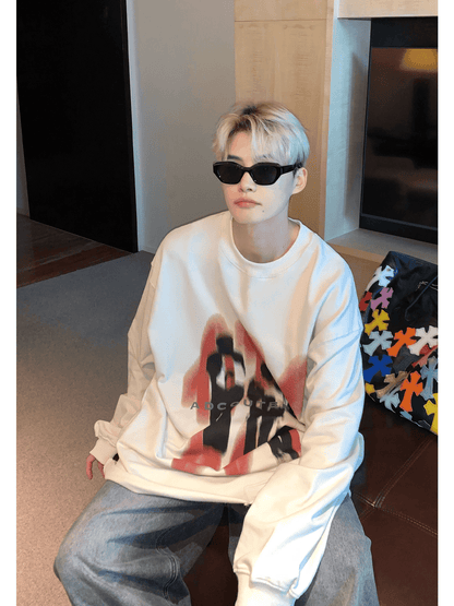 [CUIBUJU] color contrast printing sweater ST1846