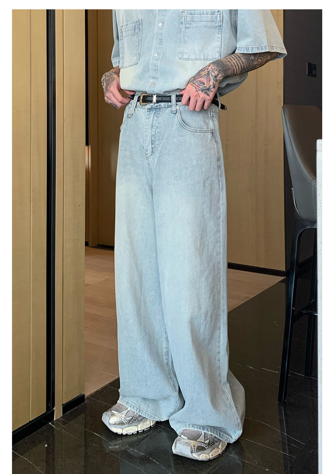 [CUIBUJU] Niche made washed denim set up st1720