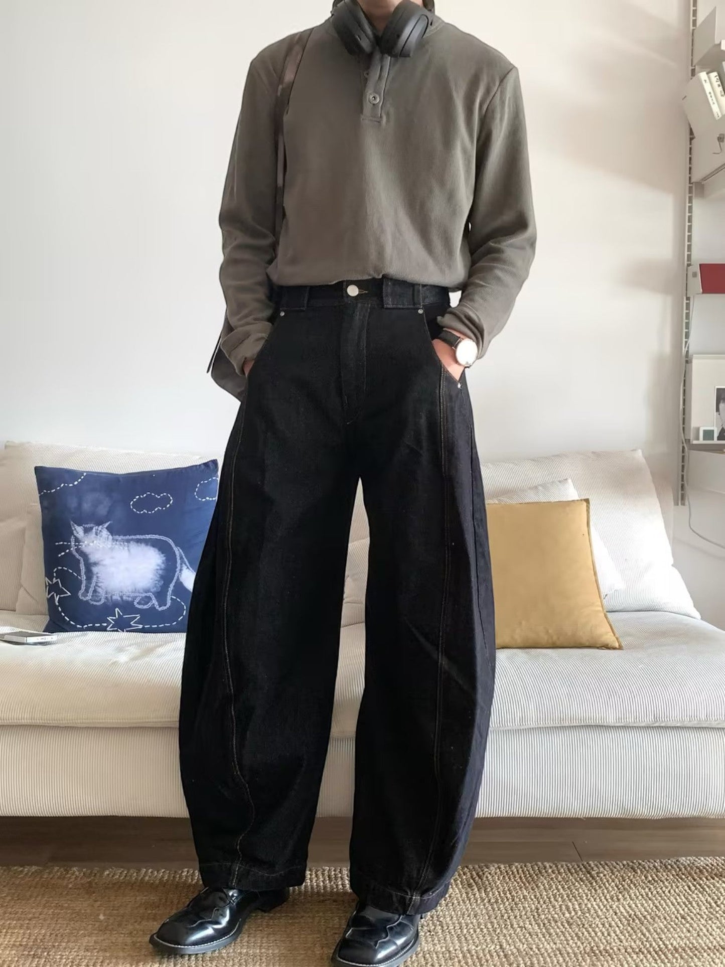[ROGIC] BAGGY TWISTED CUT TROUSERS st5028