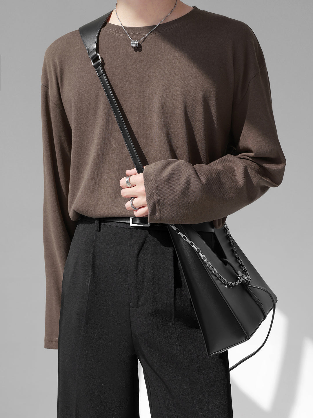 [HOHO] Self-made high-end drape solid color T-shirt ST1750