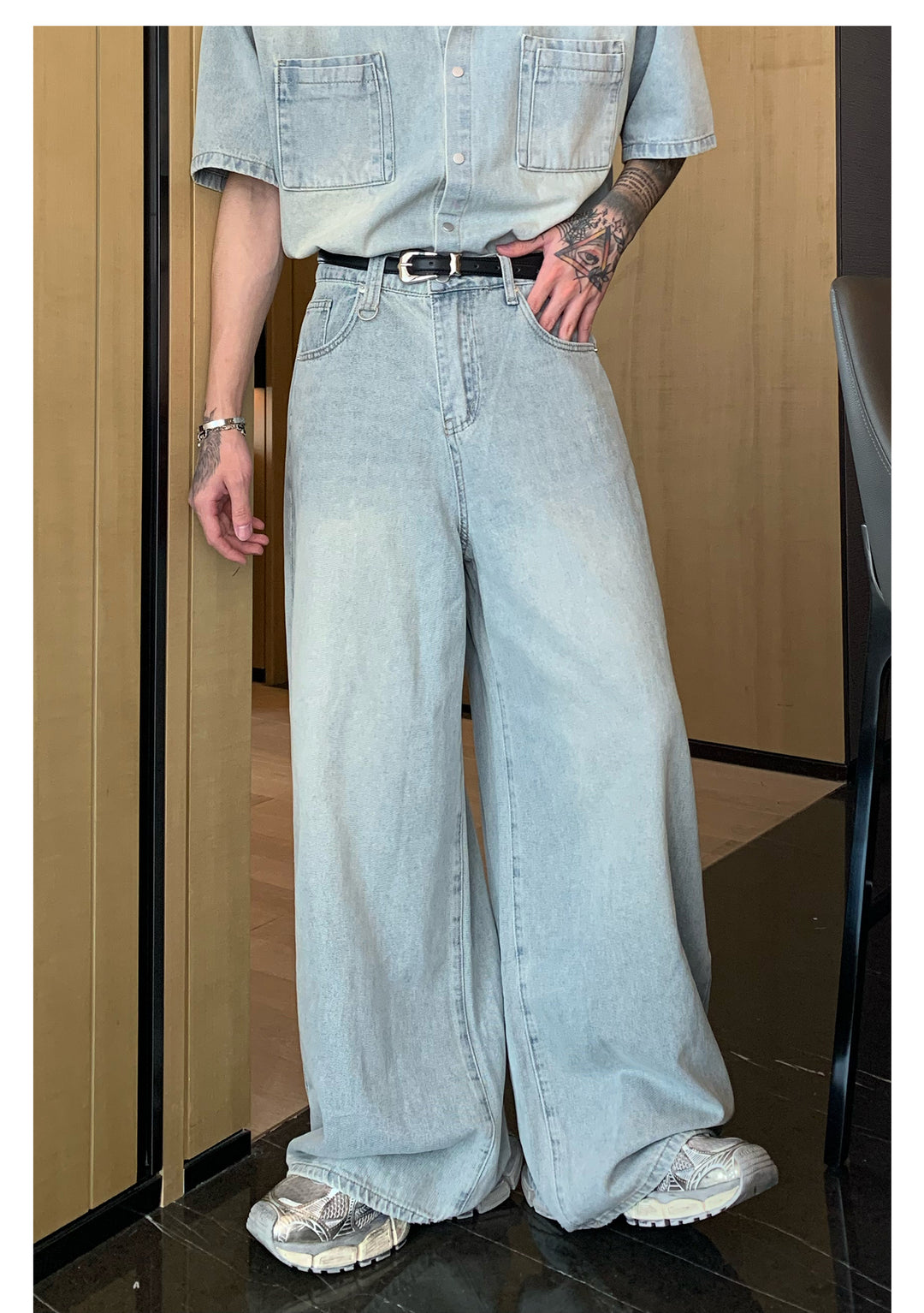 [CUIBUJU] Niche made washed denim set up st1720