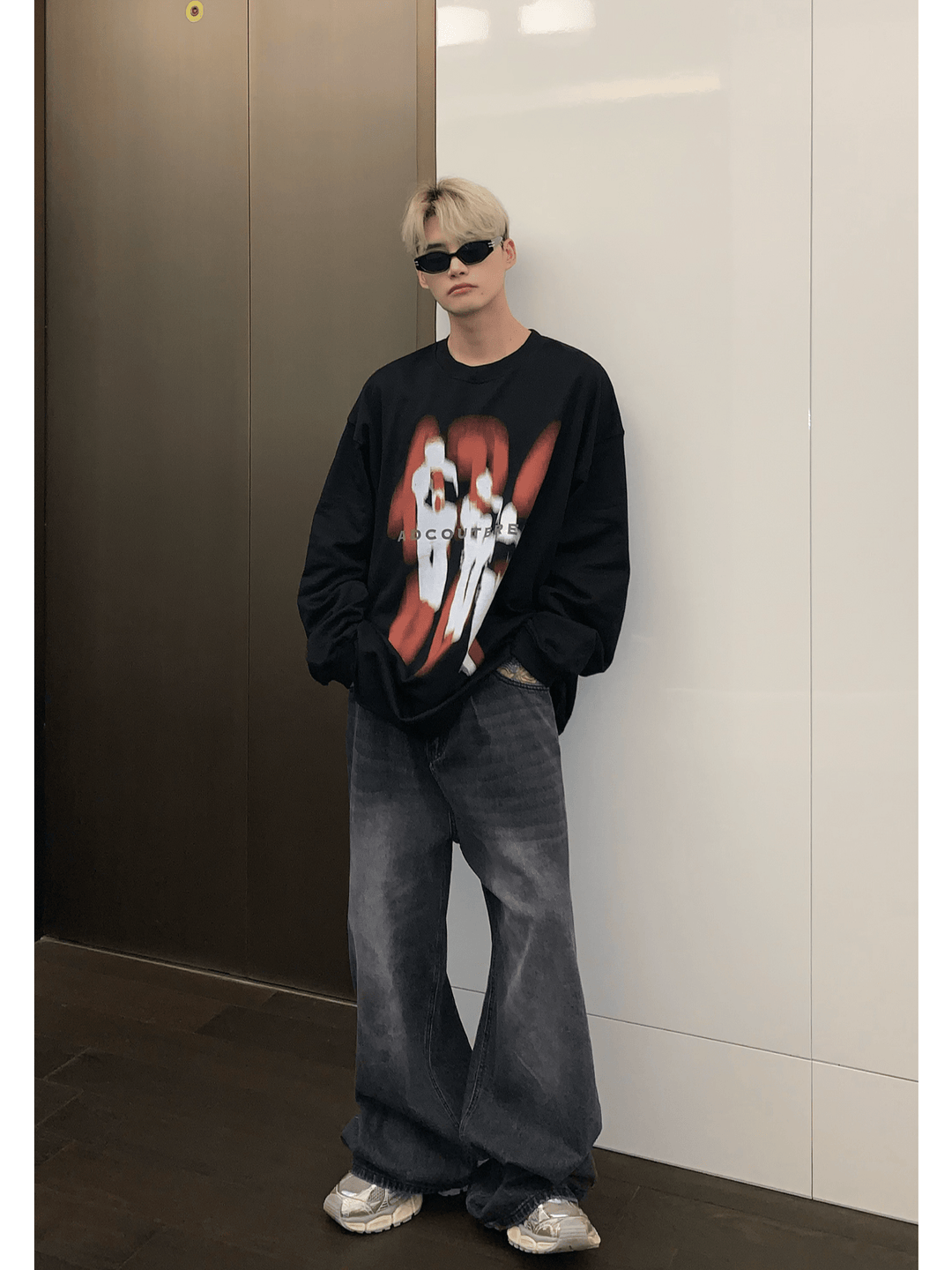 [CUIBUJU] color contrast printing sweater ST1846