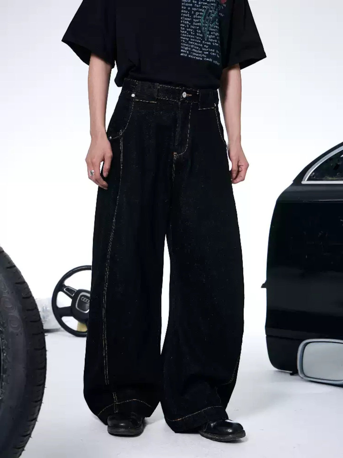 [ROGIC] BAGGY TWISTED CUT TROUSERS st5028