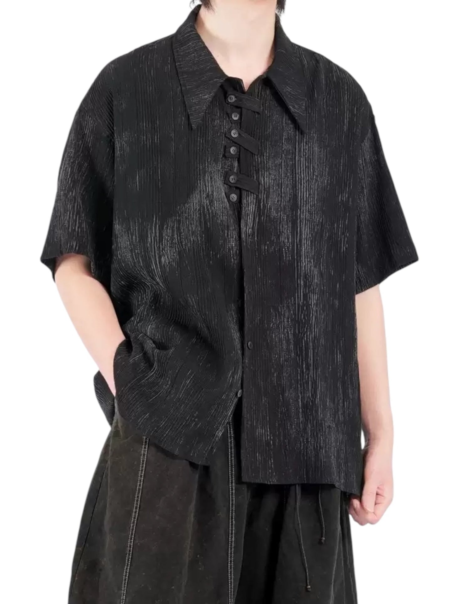 [NO SENSE] DRAPE TEXTURE COLLAR SHIRT st5019