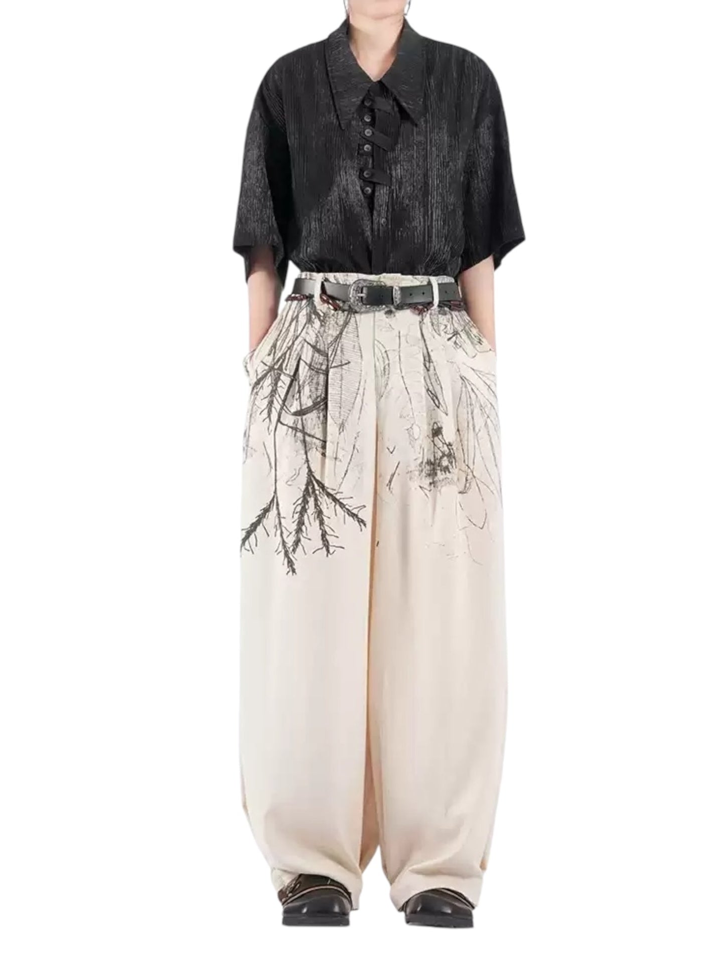 [NO SENSE] DRAPE TEXTURE COLLAR SHIRT st5019