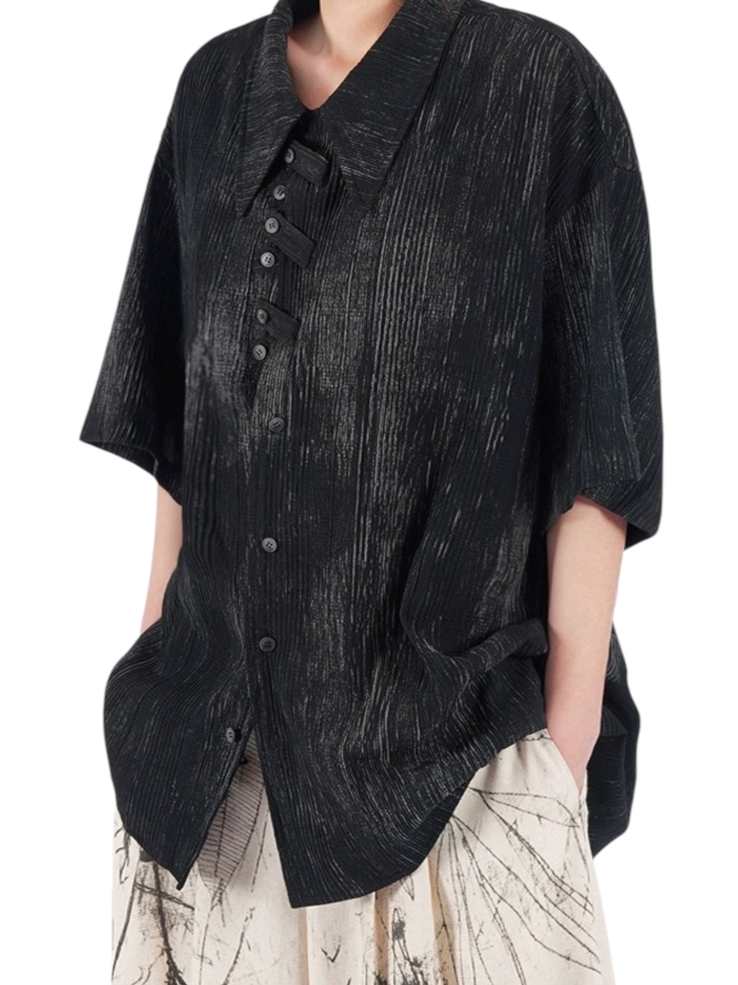 [NO SENSE] DRAPE TEXTURE COLLAR SHIRT st5019