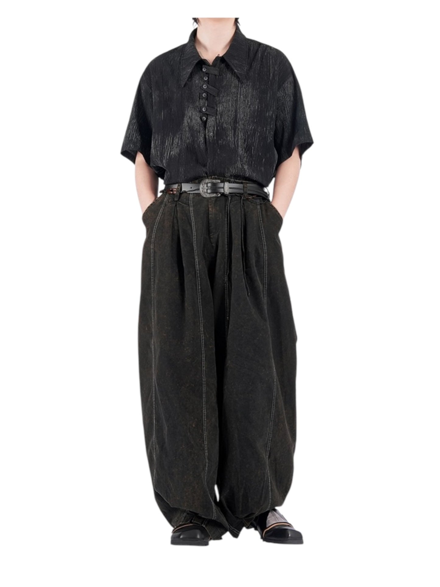 [NO SENSE] DRAPE TEXTURE COLLAR SHIRT st5019