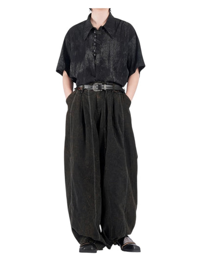 [NO SENSE] DRAPE TEXTURE COLLAR SHIRT st5019
