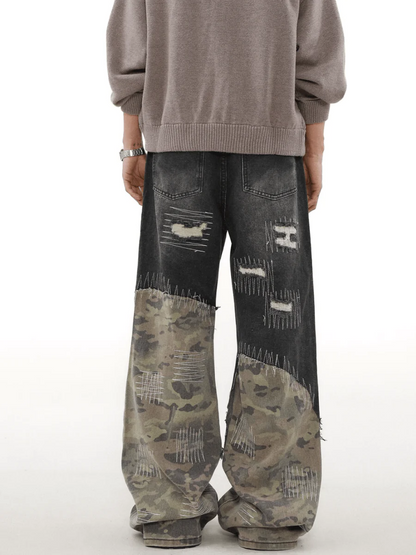 [MRNEARLY] camouflage loose straight jeans st1848