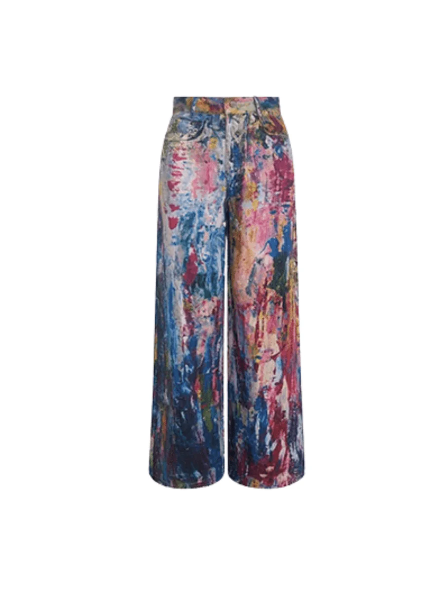 [STARTEXCEEDEND] Graffiti oil painting wide-leg jeans st1876