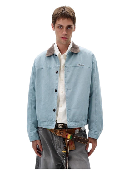 [MADWITCH] WASHED RETRO CONTRAST COLLAR WORKWEAR JACKET st5036