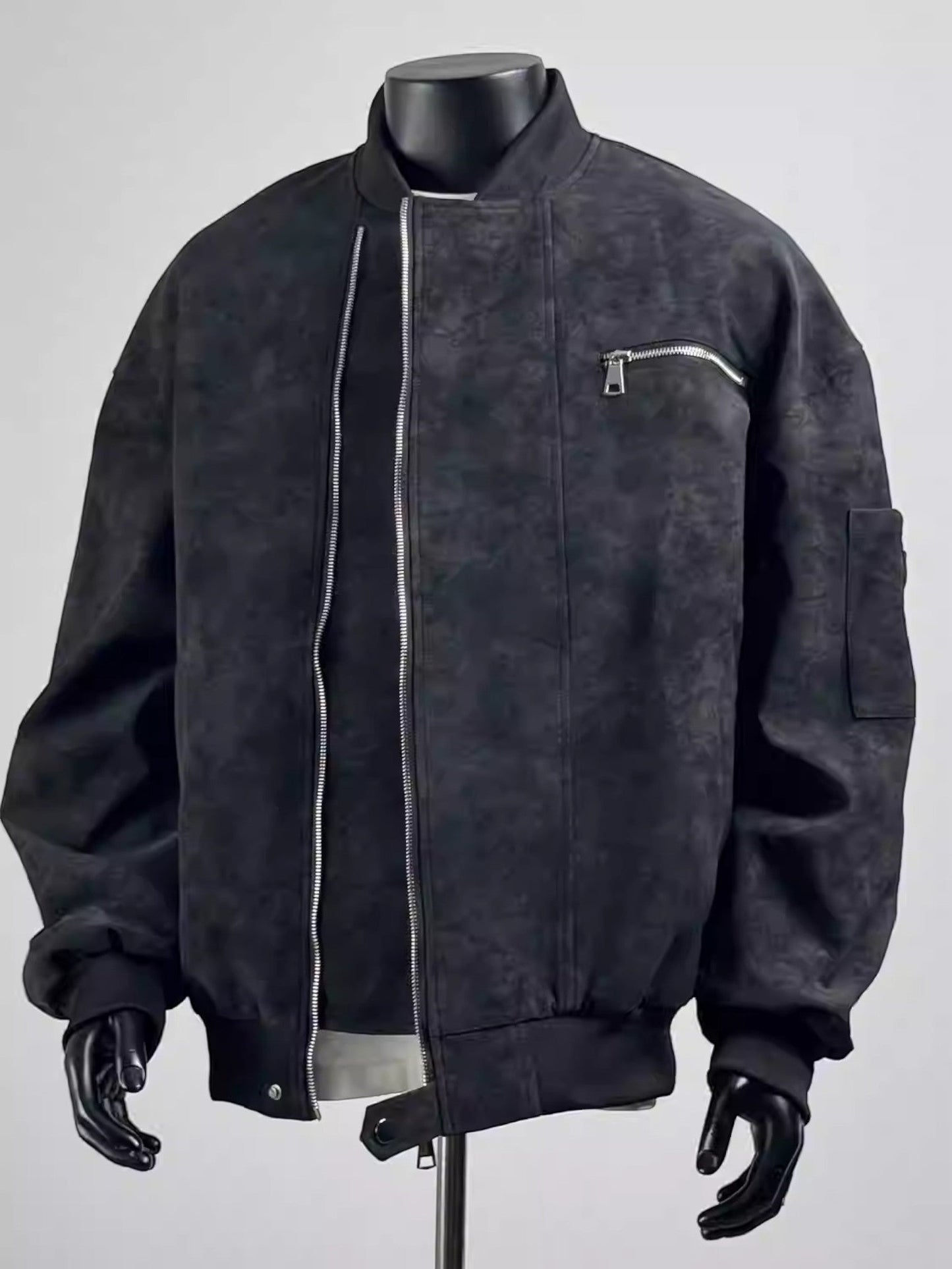 [TANCCHUI] LOOSE STAND-COLLAR MOTO JACKET st5038