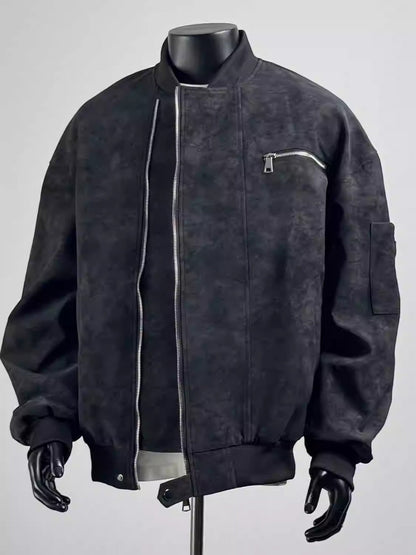 [TANCCHUI] LOOSE STAND-COLLAR MOTO JACKET st5038