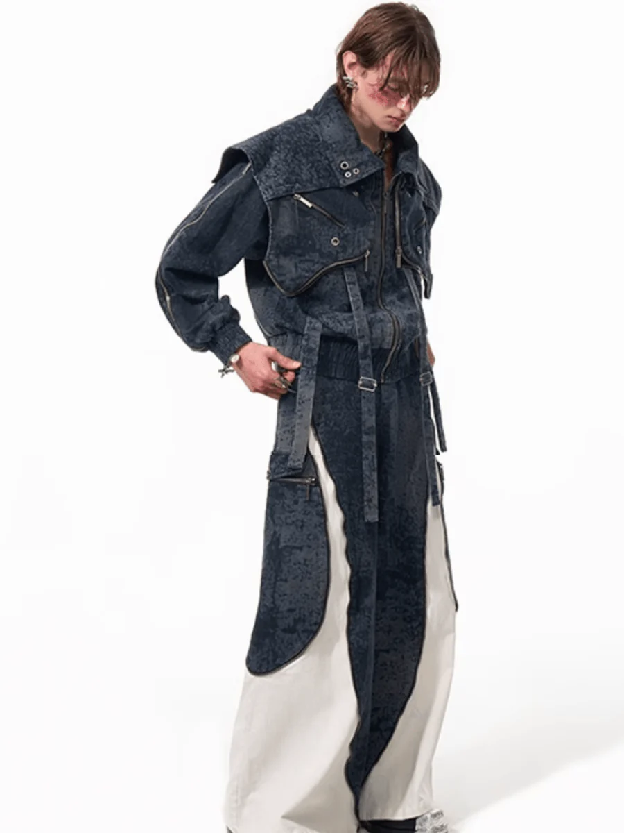 [STARTEXCEEDEND] Zipper structure splicing Jacket + Bottoms st1878