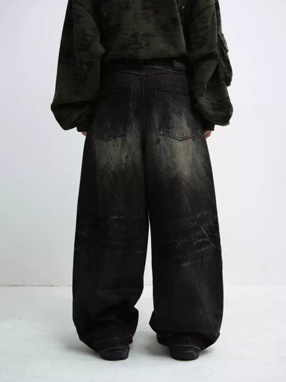[PEOPLESTYLE] washed wide-leg jeans st2692